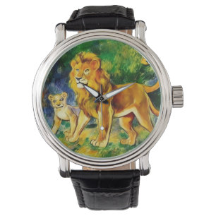 Asombroso reloj de pulsera con león elegante y exó