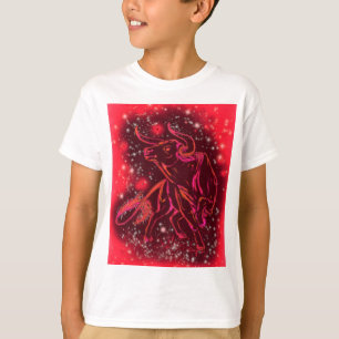 Asombroso Toro de Neón Rojo Corriendo Camiseta Par