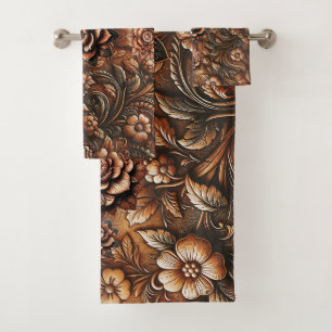Aspecto de cuero falso floral vintage estampado en