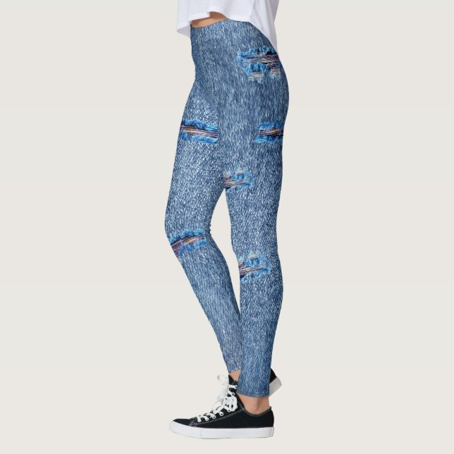Aspecto de moda y afligido Denim Jeans Leggings (Izquierda)