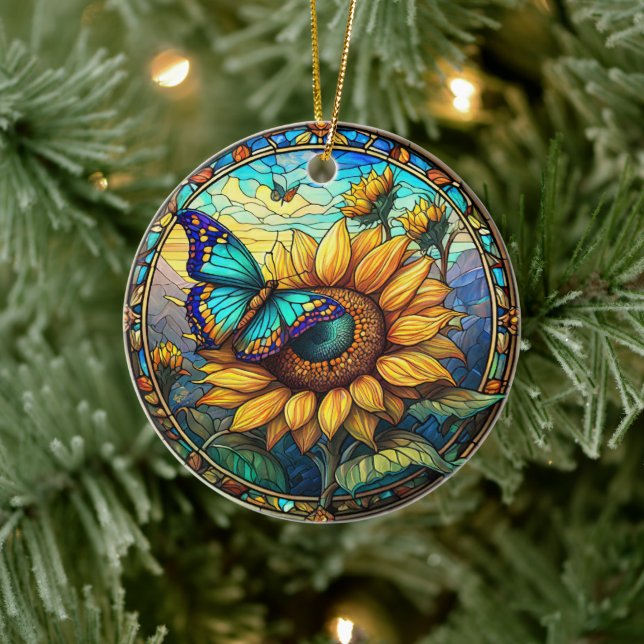 Aspecto de vidrio manchado con decoración de cerám (Árbol)