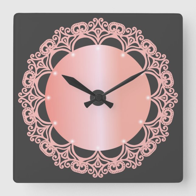 aspecto ornamental del reloj de pared, tonos roseg (Anverso)