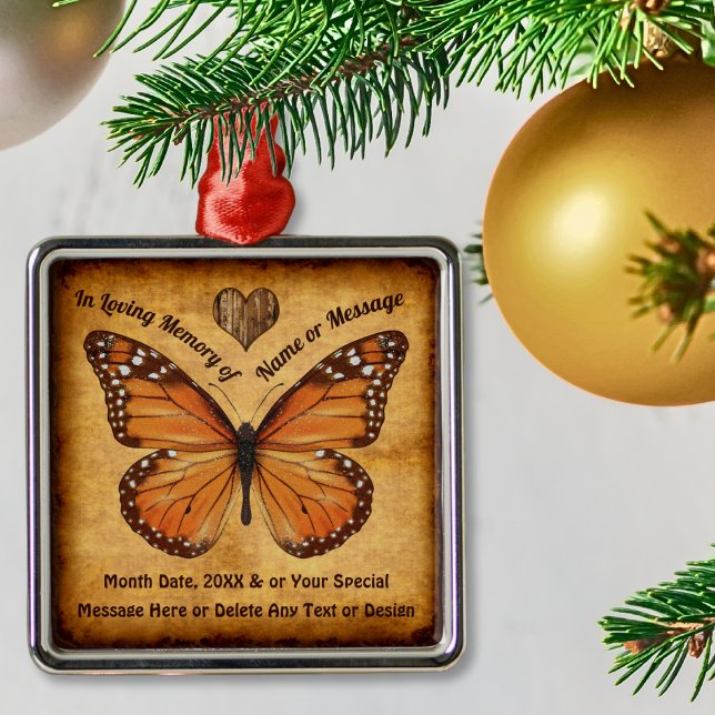 Aspecto Vintage Único, Adornos Memoriales de Marip (In loving memory Christmas ornament, personalized. Monarch Christmas Tree Ornaments. )