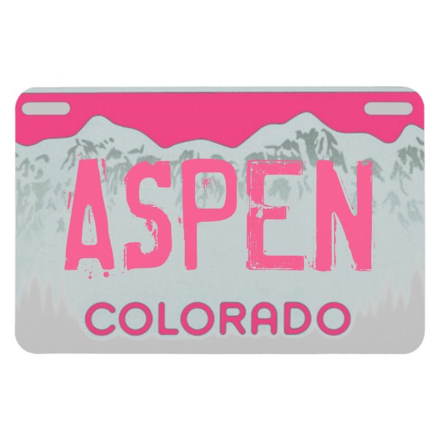 Aspen Colorado imán de placa de matrícula rosa (Horizontal)