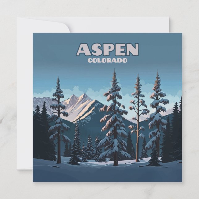 Aspen Colorado Trees Snow Mountains Retro (Anverso)