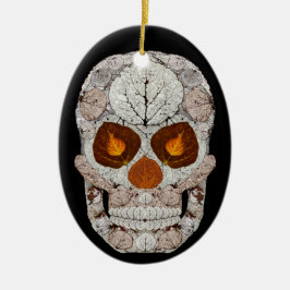 Aspen Leaf Skull 11 Ornamento Cerámico Oval