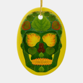 Aspen Leaf Skull 9 Ornamento cerámico