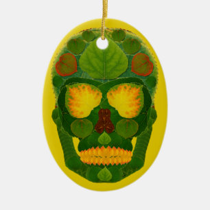 Aspen Leaf Skull 9 Ornamento cerámico