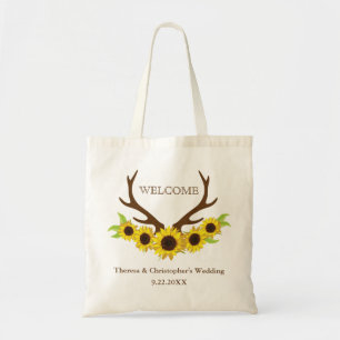 Astas rústicas y girasoles que casan la bolsa de