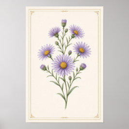 Aster, Arte de Impresión de Flor de Cumpleaños de