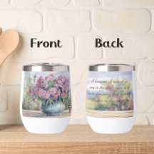 Asters de acuarela y botellas de agua de citas de