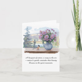 Asters de acuarela y citación de pollo