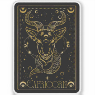 Astrología de Capricornio Zodiac Pegatina de oro y