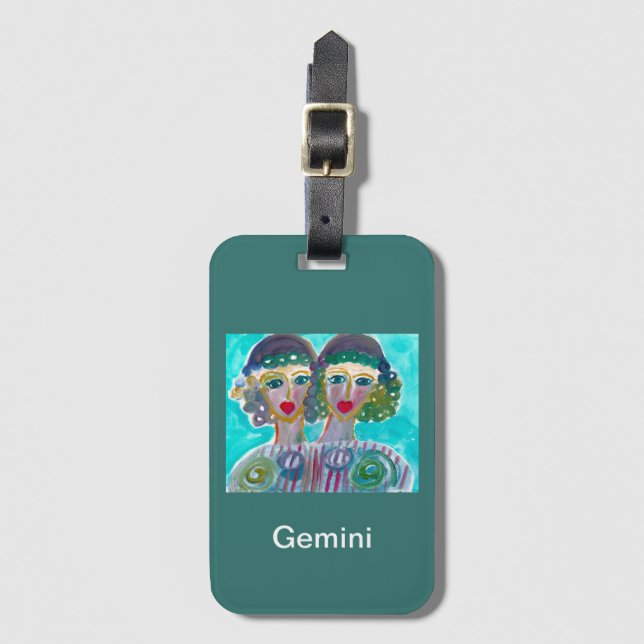 Astrología Horoscope Gemini Etiqueta de equipaje a (Anverso vertical)