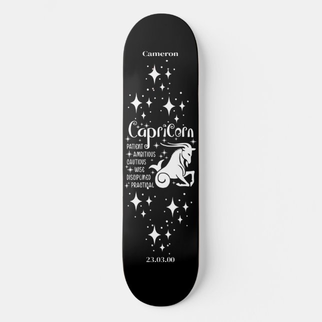 Astrología Patineta Negra con símbolo Capricorn (Anverso)