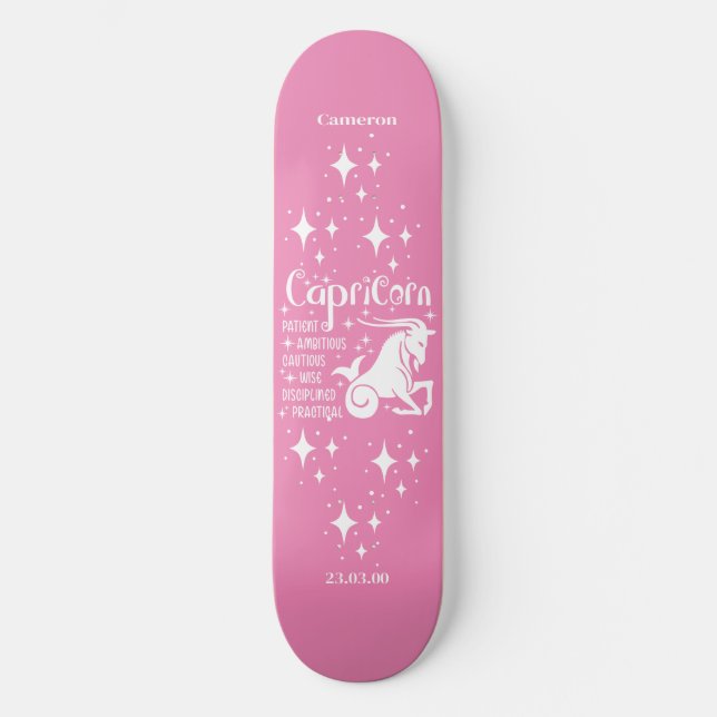 Astrología Patineta rosa con símbolo de Capricorni (Anverso)