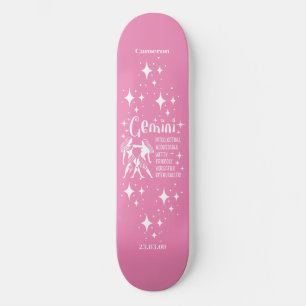 Astrología Patineta rosa con símbolo Gemini