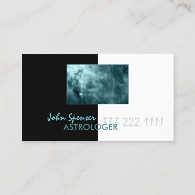 Astrología Tarjeta Galaxia Cosmos Azul Metafísico (Anverso)