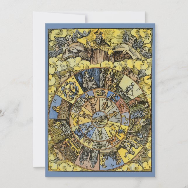 Astrología vintage, rueda Zodiaca renacentista, 15 (Anverso)