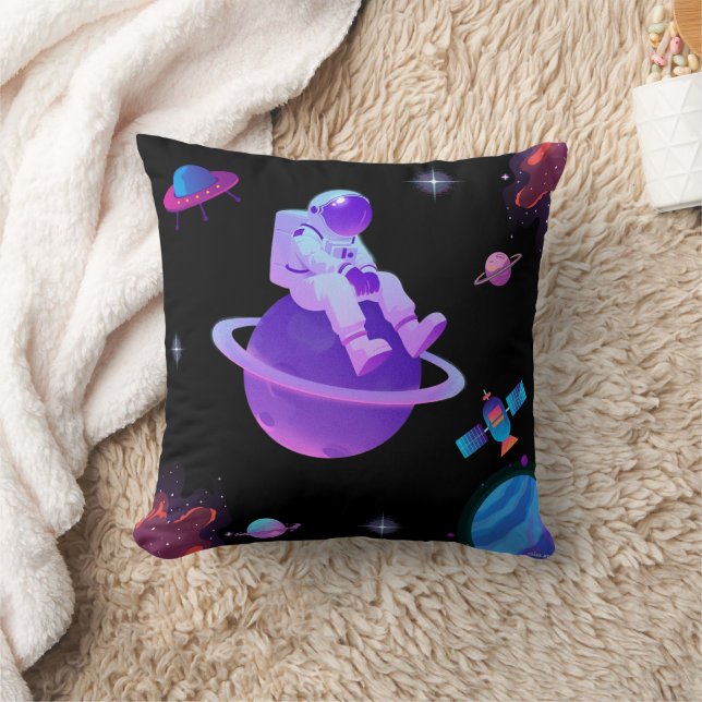 Astronauta Adorable en Almohada de Planeta (Manta)