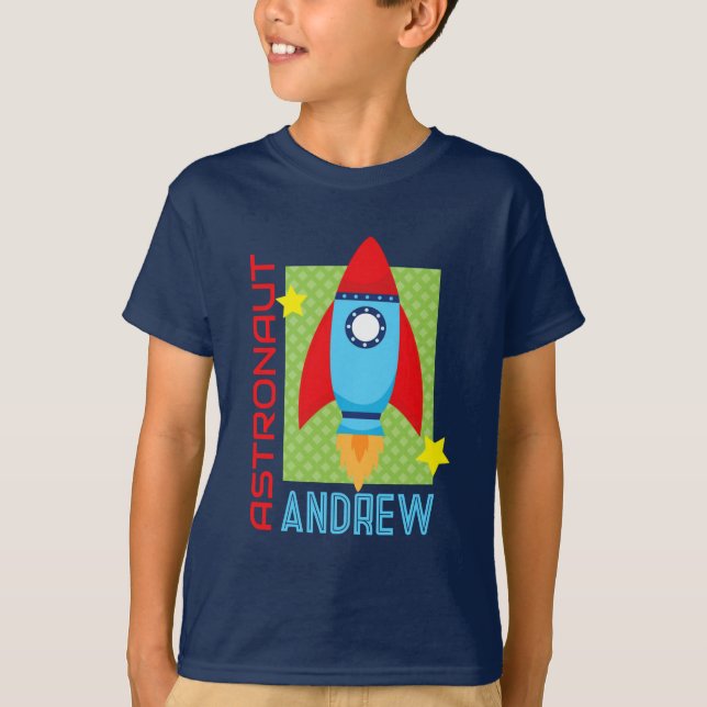 Astronauta azul de la marina nombre camiseta del F (Anverso)