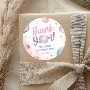 Astronauta Chica Cumpleaños Gracias Pegatinas