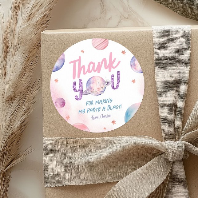 Astronauta Chica Cumpleaños Gracias Pegatinas (Subido por el creador)