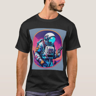 Astronauta con pistola: Camiseta del guerrero del 