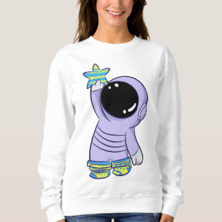 Astronauta con sudadera de diferentes medias