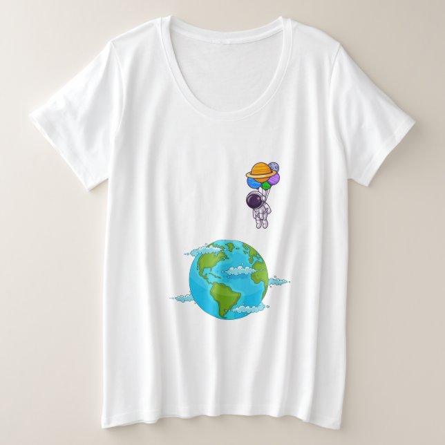 astronauta con tierra de aterrizaje de globos (Anverso del diseño)