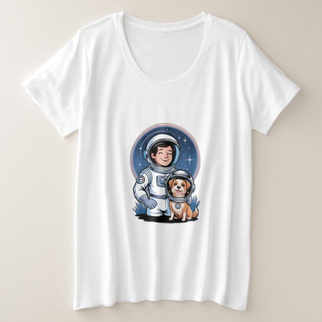 Astronauta con un mascota (como un perro con casco (Anverso del diseño)