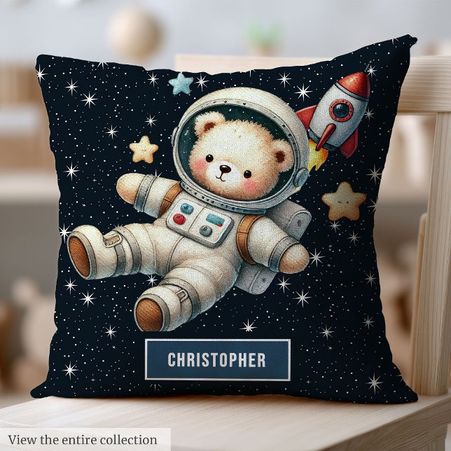 Astronauta de bebé Teddy Bear Almohada Nursera Ace (Baby Boy Astronaut Teddy Bear Pillow Nursery Accent)