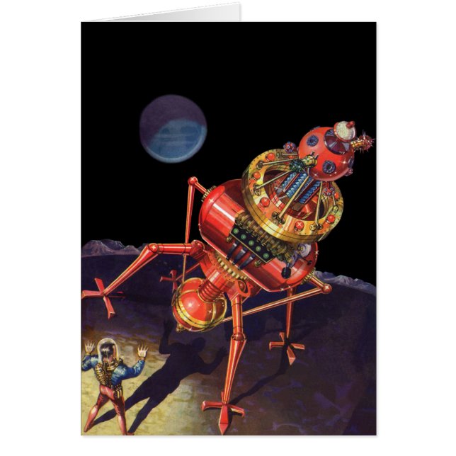 Astronauta de ciencia ficción vintage con Robot al (Frente)