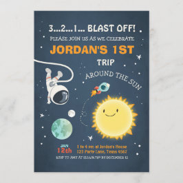 Astronauta de cohetes de invitación de cumpleaños 