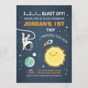 Astronauta de cohetes de invitación de cumpleaños 