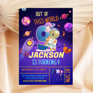 Astronauta de dinosaurios Invitación de cumpleaños