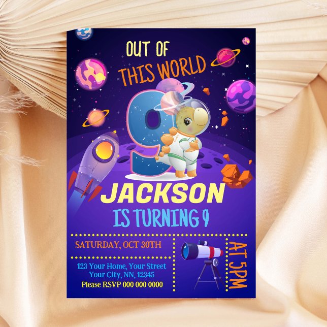 Astronauta de dinosaurios Invitación de cumpleaños (Subido por el creador)