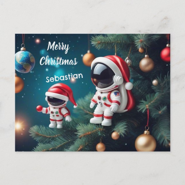 Astronauta de Navidades cósmicos celebra Navidad (Anverso)