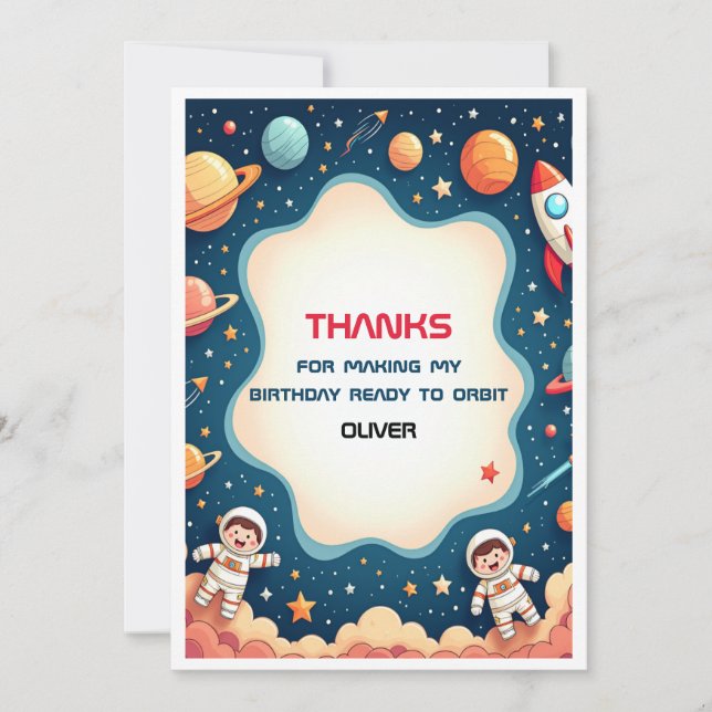 Astronauta del espacio de invitaciones de cumpleañ (Anverso)