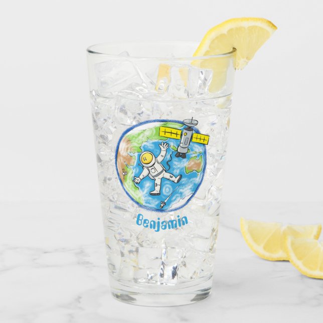 Astronauta divertida en el espacio y el personaliz (Reverso (hielo))