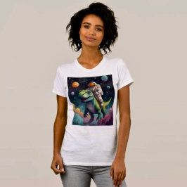 Astronauta en camiseta de Dino en el espacio