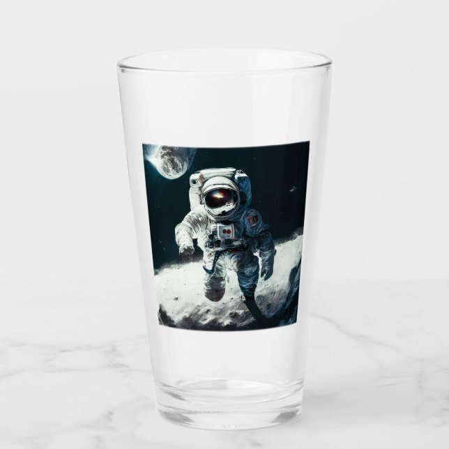 Astronauta en el Tumbler de vidrio de la Luna (Anverso)