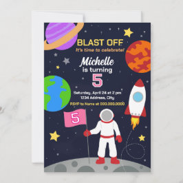 Astronauta en invitación al cumpleaños espacial