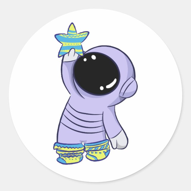 Astronauta en pegatina de diferentes medias (Anverso)