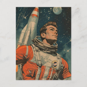 Astronauta en postal espacial
