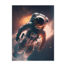 Astronauta en postal espacial