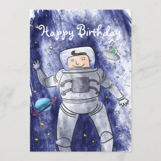 Astronauta en tarjeta de cumpleaños espacial