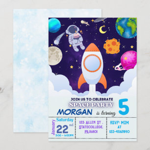 Astronauta, espacio exterior, invitaciones de cump