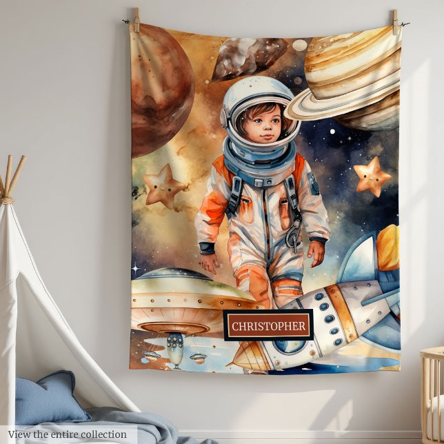 Astronauta Espacio Planetas de manta Galaxia Mejor (Personalized Astronaut Blanket Space Planets Boys Gift)