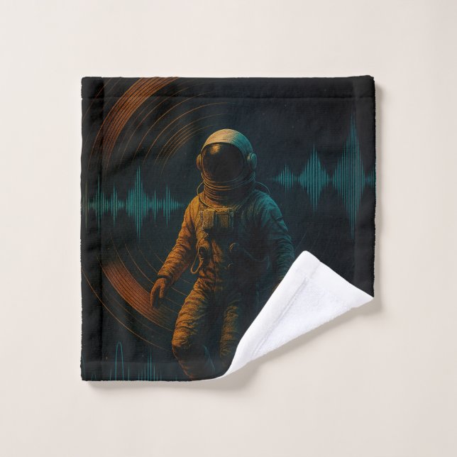 Astronauta flotando en arte de sonido Glitchwave (Toallita)